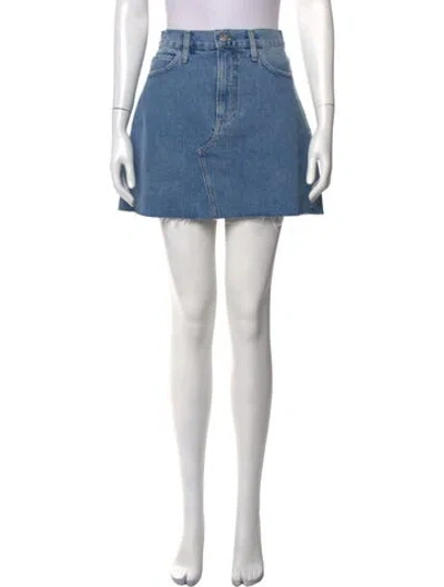 Pre-owned Frame Distressed Accents Mini Skirt In Blue