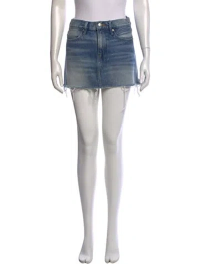 Pre-owned Frame Distressed Accents Mini Skirt In Blue