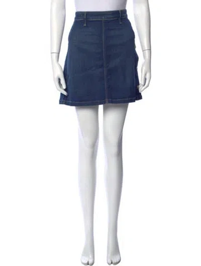 Pre-owned Frame Distressed Accents Mini Skirt In Blue