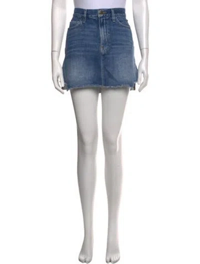 Pre-owned Frame Distressed Accents Mini Skirt In Blue