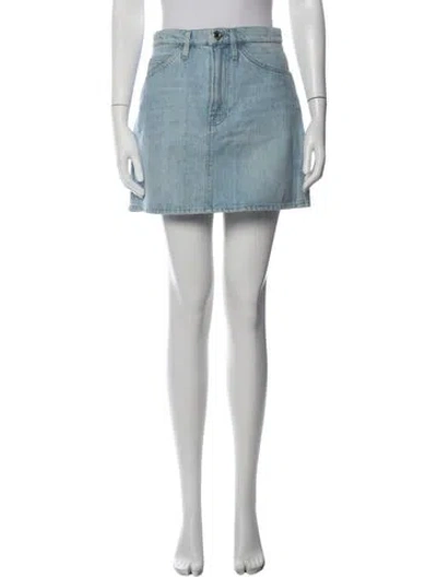 Pre-owned Frame Distressed Accents Mini Skirt In Blue
