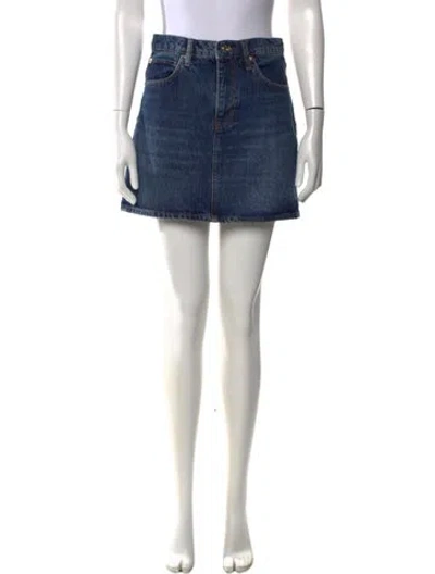Pre-owned Frame Distressed Accents Mini Skirt In Blue