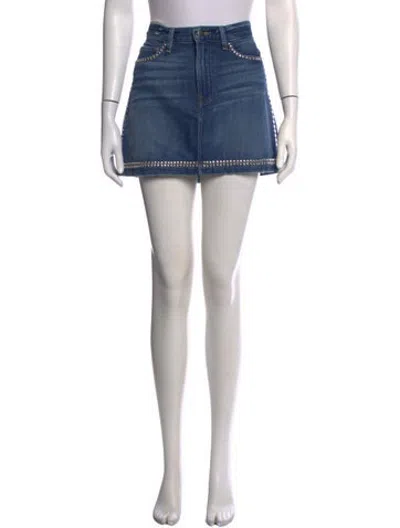 Pre-owned Frame Distressed Accents Mini Skirt In Blue