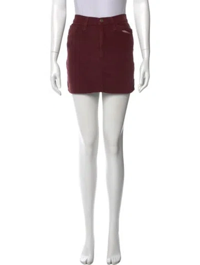 Pre-owned Frame Distressed Accents Mini Skirt In Burgundy