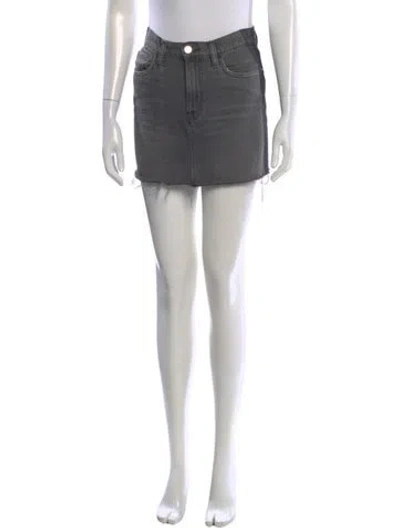 Pre-owned Frame Distressed Accents Mini Skirt In Gray