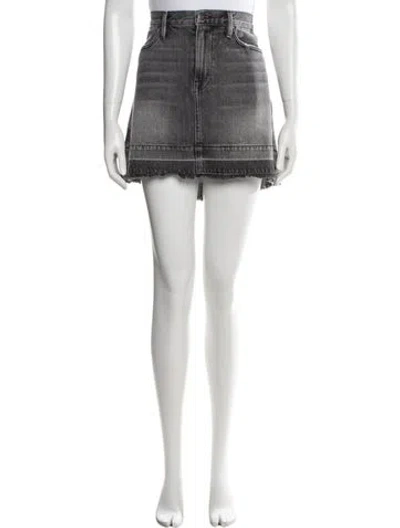 Pre-owned Frame Distressed Accents Mini Skirt In Grey