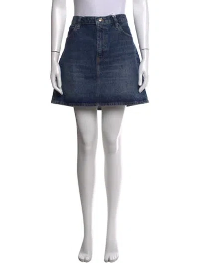 Pre-owned Frame Distressed Accents Mini Skirt W/ Tags In Black/blue