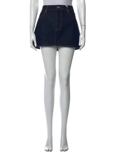 Pre-owned Frame Distressed Accents Mini Skirt W/ Tags In Blue