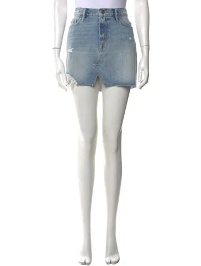 Pre-owned Frame Distressed Accents Mini Skirt W/ Tags In Blue