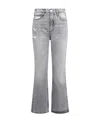 Frame Distressed High-rise Cropped Bootcut Jeans In Gray
