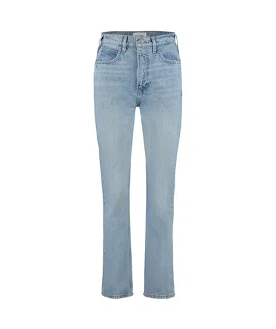 Frame Distressed Straight-leg Jeans In Blue