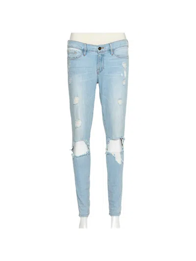 Pre-owned Frame Distressed Straight-leg Jeans In Blue