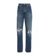 Frame Distressed The Vertical Straight Jeans In Blue