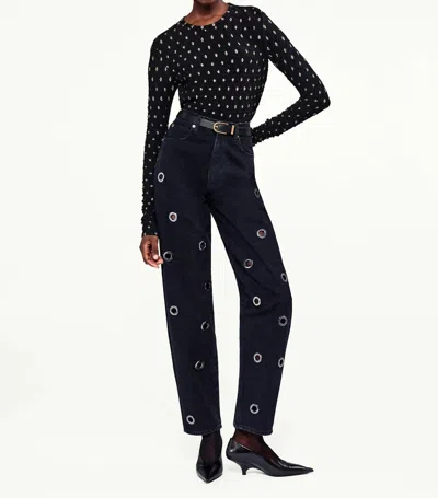 Frame Dotted Stretch Mesh Tee In Black Multi