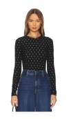 Frame Dotted Stretch Mesh Top In Black Multi