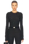 Frame Dotted Stretch Mesh Top In Black Multi