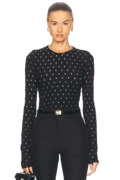 FRAME DOTTED STRETCH MESH TOP