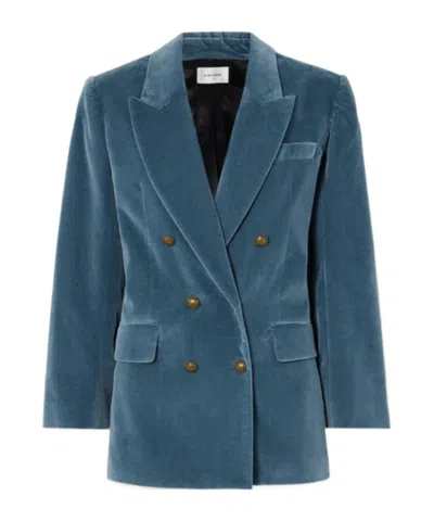Frame Double-breasted Blazer In Blue