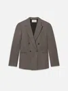 Frame Double Breasted Blazer In Brown
