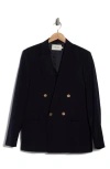 Frame Double Breasted Wool Blazer In Blue