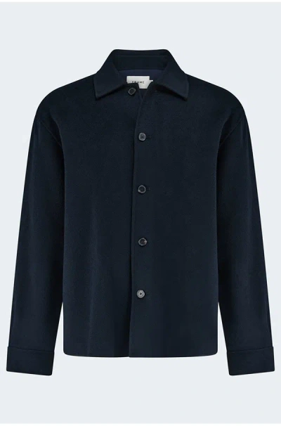 Frame Double Face Wool Jacket In Dark Navy In Blue