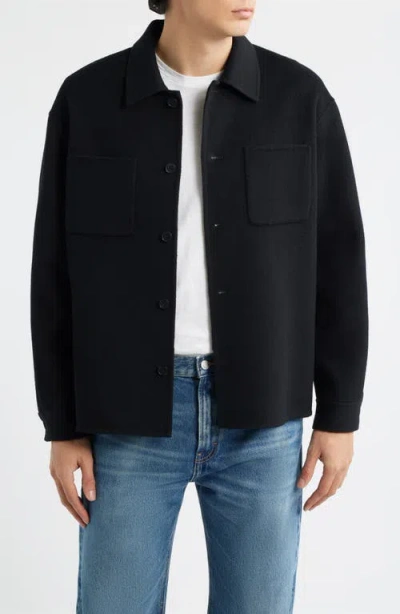 Frame Double Face Wool Shirt Jacket In Blue