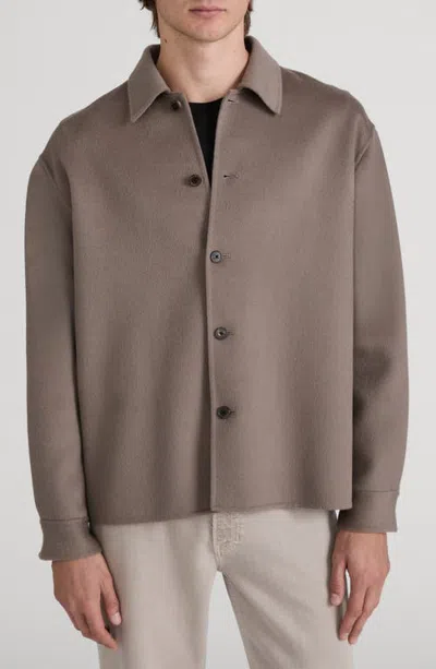 Frame Double Face Wool Shirt Jacket In Taupe