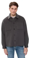 Frame Double Face Wool Trucker Grey In Black