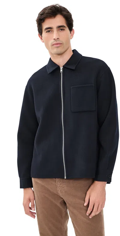 Frame Double Face Wool Zip Shirt Jacket Dark Navy