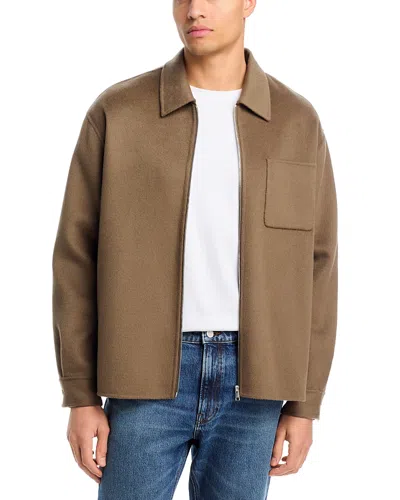 Frame Double Face Zip Shirt Jacket In Brown