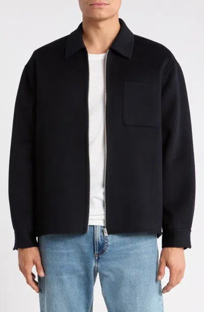 Frame Double Face Zip Shirt Jacket In Dark Navy