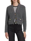 Frame Double Pocket Cardigan In Pewter In Multi