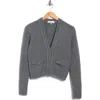 Frame Double Pocket Crop Cardigan In Gray
