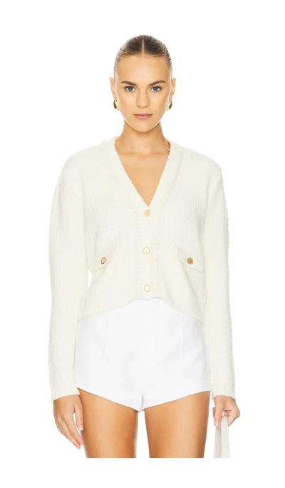 Frame Double Pocket Cropped Cardi In Cream