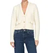 Frame Double Pocket Cropped Cardi Cream Wool In White