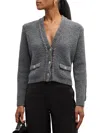 Frame Double Pocket Cardigan In Pewter In Silver