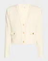 Frame Double Pocket Cropped Cardi Cream Wool In Cream