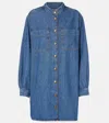 Frame Double Pocket Denim Shirt Dress In Blue