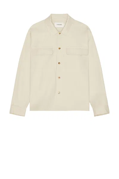 Frame Double Pocket Overshirt In Light Beige