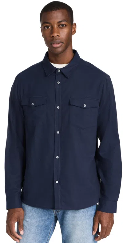 Frame Double Pocket Wool Blend Shirt Dark Navy