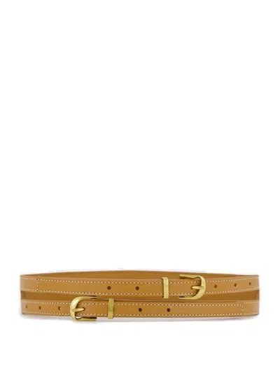 Frame Double Strap Waist Belt In Brown