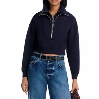 Frame Double Zip Sweatshirt In Dark Navy In Blue