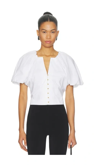 Frame Dramatic Sleeve Blouse In White