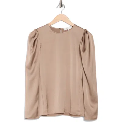 Frame Draped Satin Top In Mocha