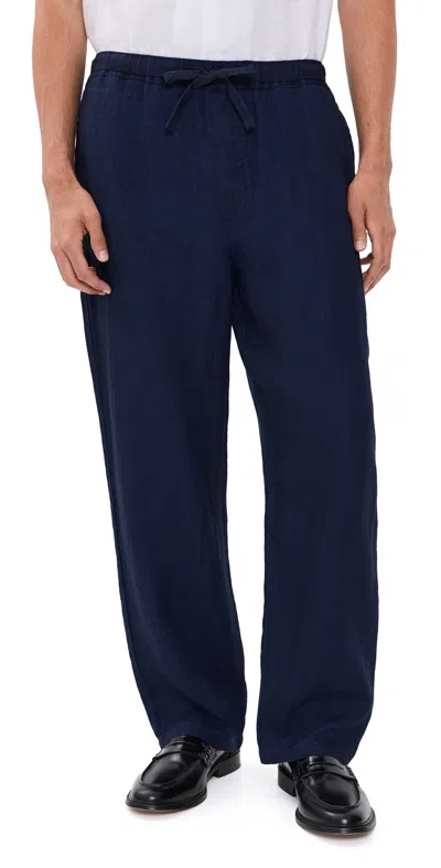 Frame Drawstring Linen Pants Rinse In Blue