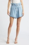 Frame Pleated Denim Shorts In Calabria