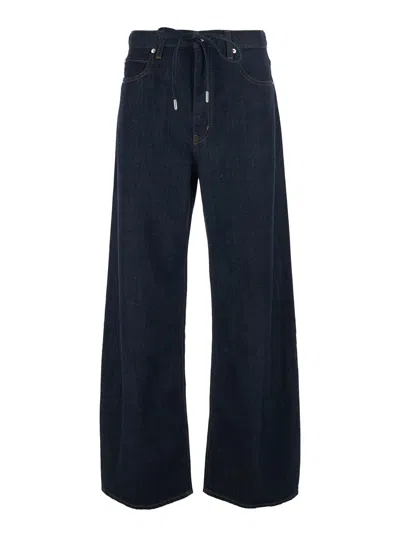 Frame Drawstring Waist Wide-leg Jeans With Bow Detail And Straight Hem In Animal Print