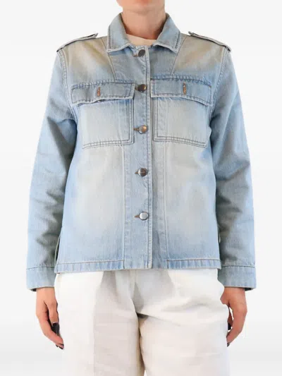 Pre-owned Frame Dual-tone Denim Jacket In Blue