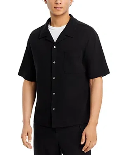 Frame Duo Fold Cotton Relaxed Fit Button Down Camp Shirt In Black