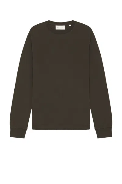 Frame Duo Fold Crew Shirt In Heather Olive